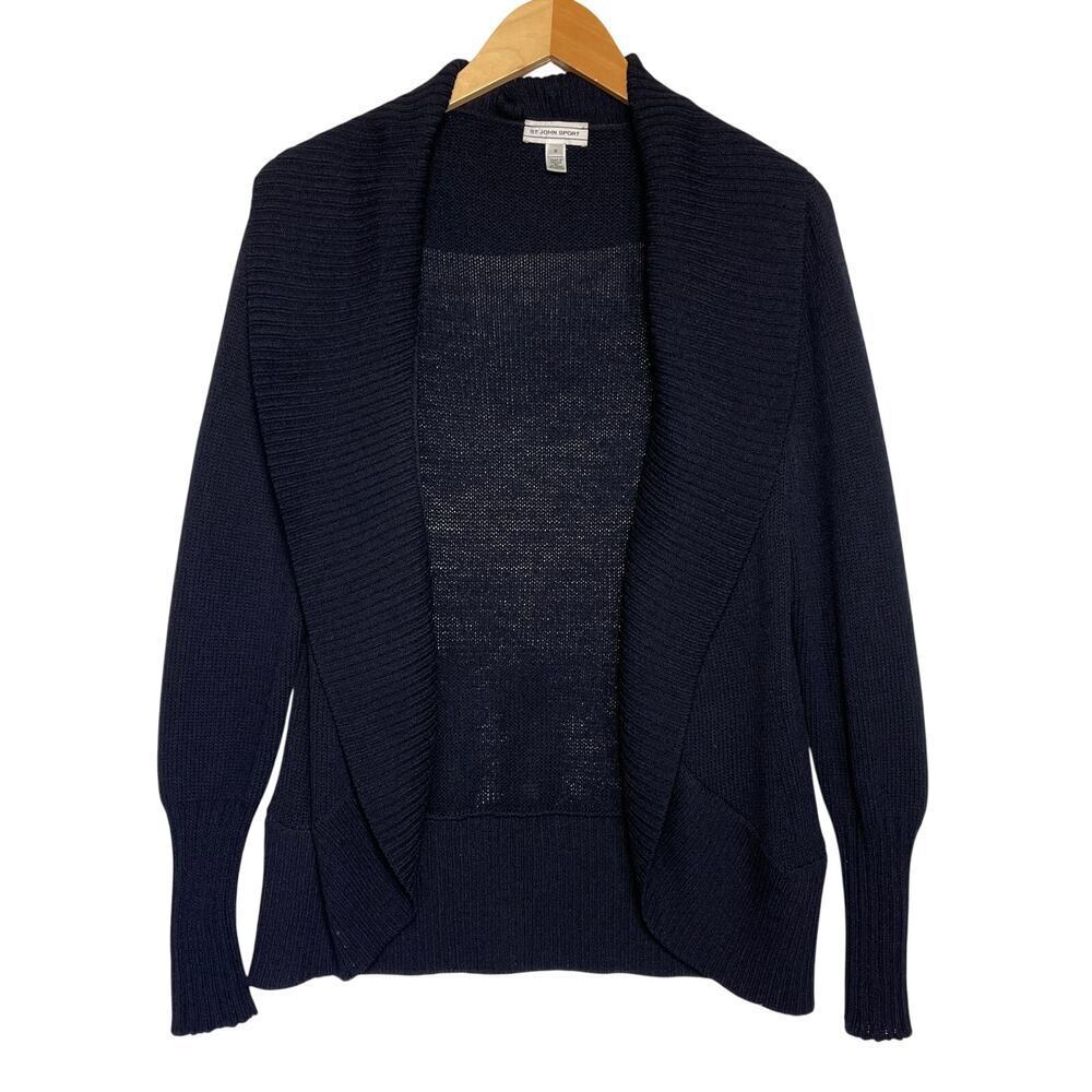 ST JOHN Sport Vintage Women’s Black Santana Knit Cocoon Cardigan Small